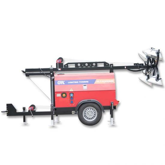 4LT4000M9 MH / MANUEL 9M 4 * 1000W Tour d'éclairage à lampe halogée en métal